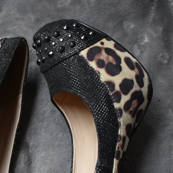 Penny Loves Kenny Cheetah Sparkle Studded Heels - Picture 14 of 15